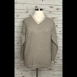 Richard Waithe striped cashmere V-neck sweater Size XXL